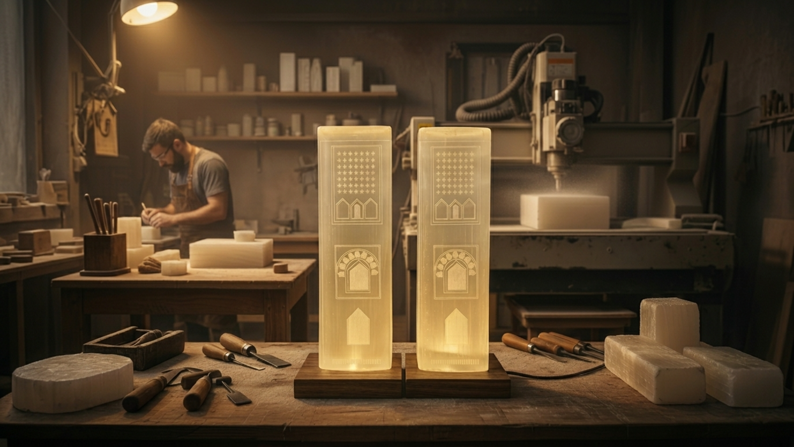 Fabrication de la lampe Tour Hassan