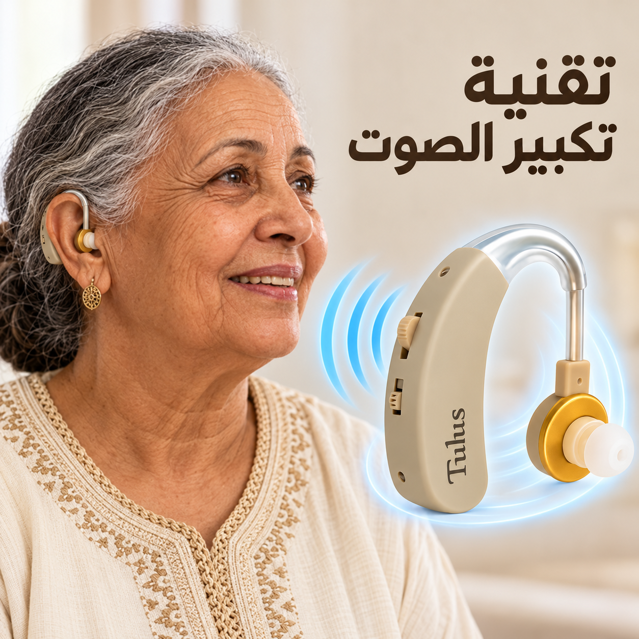 امرأة ترتدي جهاز السمع Tulus